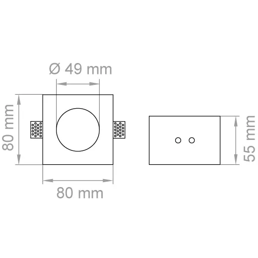 Faretto da Incasso LAMPO – DIKCGRD55 Gesso Quadrato H. 55 mm