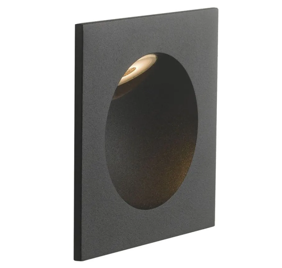 Faretto Led Quadrato Segnapassi Incasso Parete 68 mm Onyx Nero IP54 Intec Light