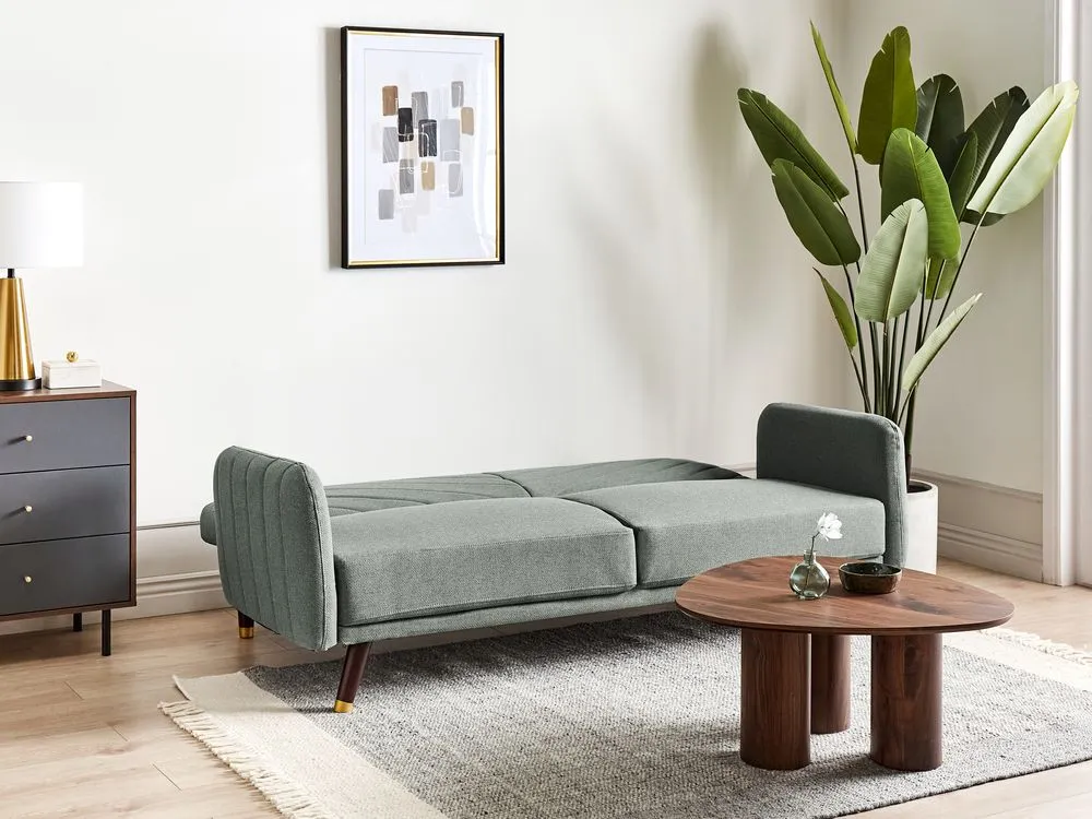 Faux Linen Sofa Bed Light Green SENJA