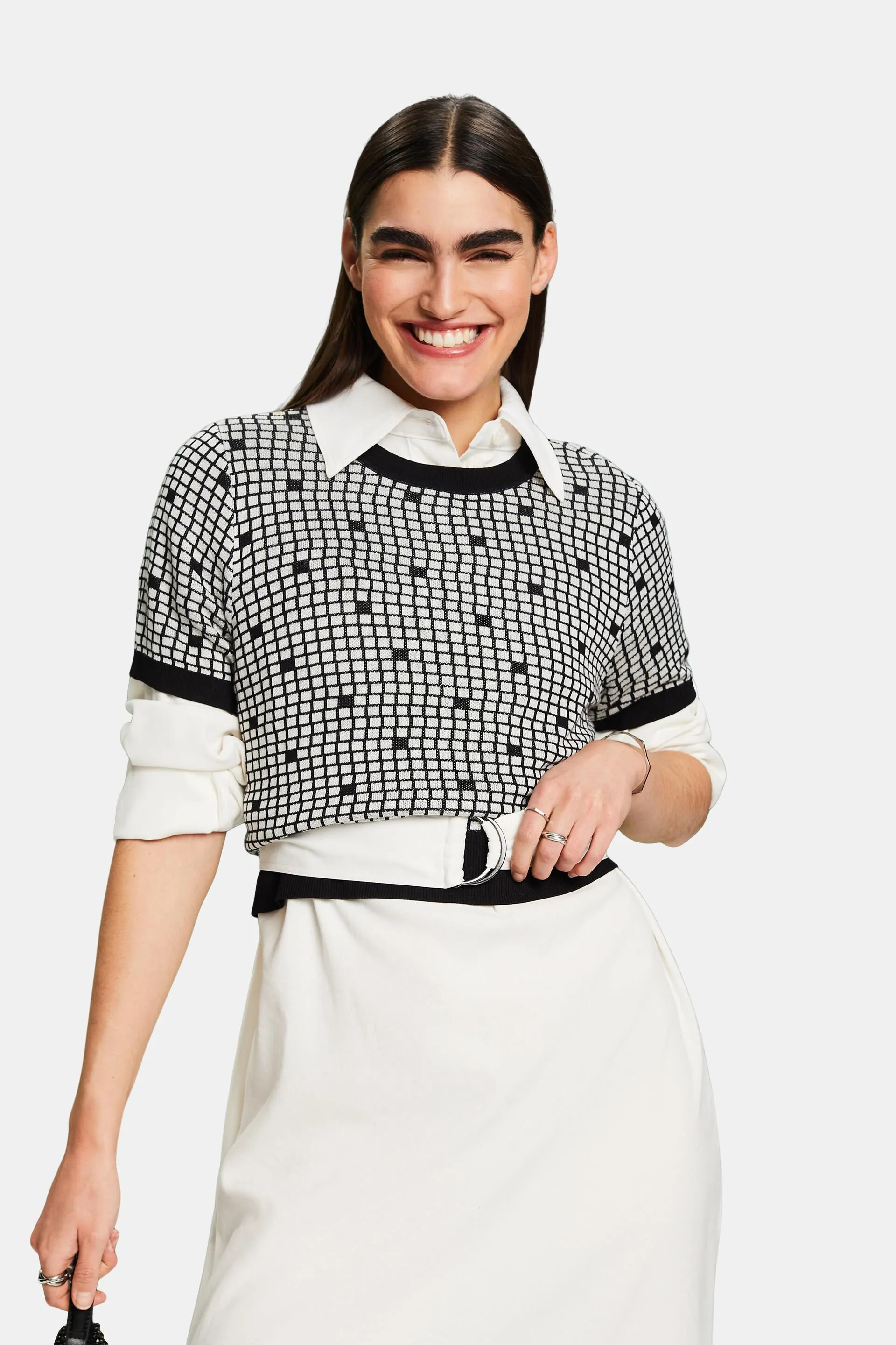 Felpa jacquard con girocollo