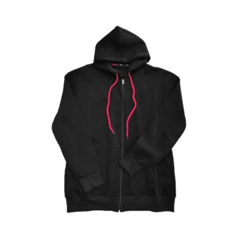 Felpa maxfort taglie forti uomo zip intera con cappuccio nero