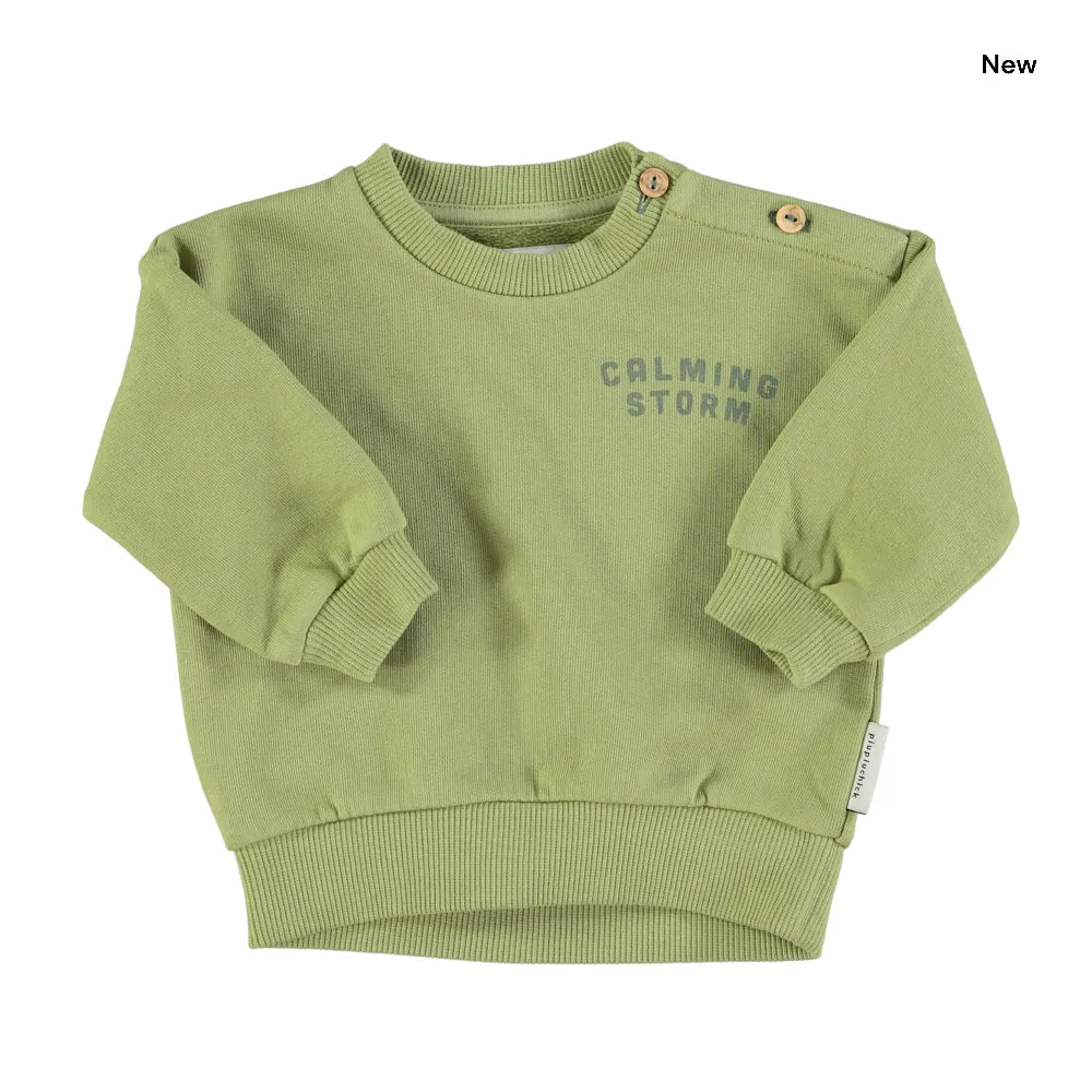 Felpa verde con stampa per neonati