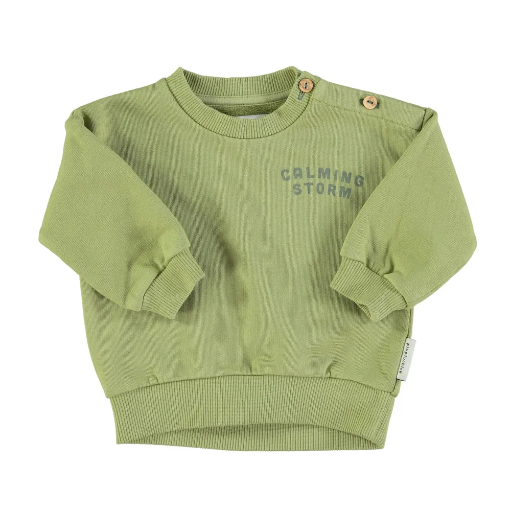 Felpa verde con stampa per neonati