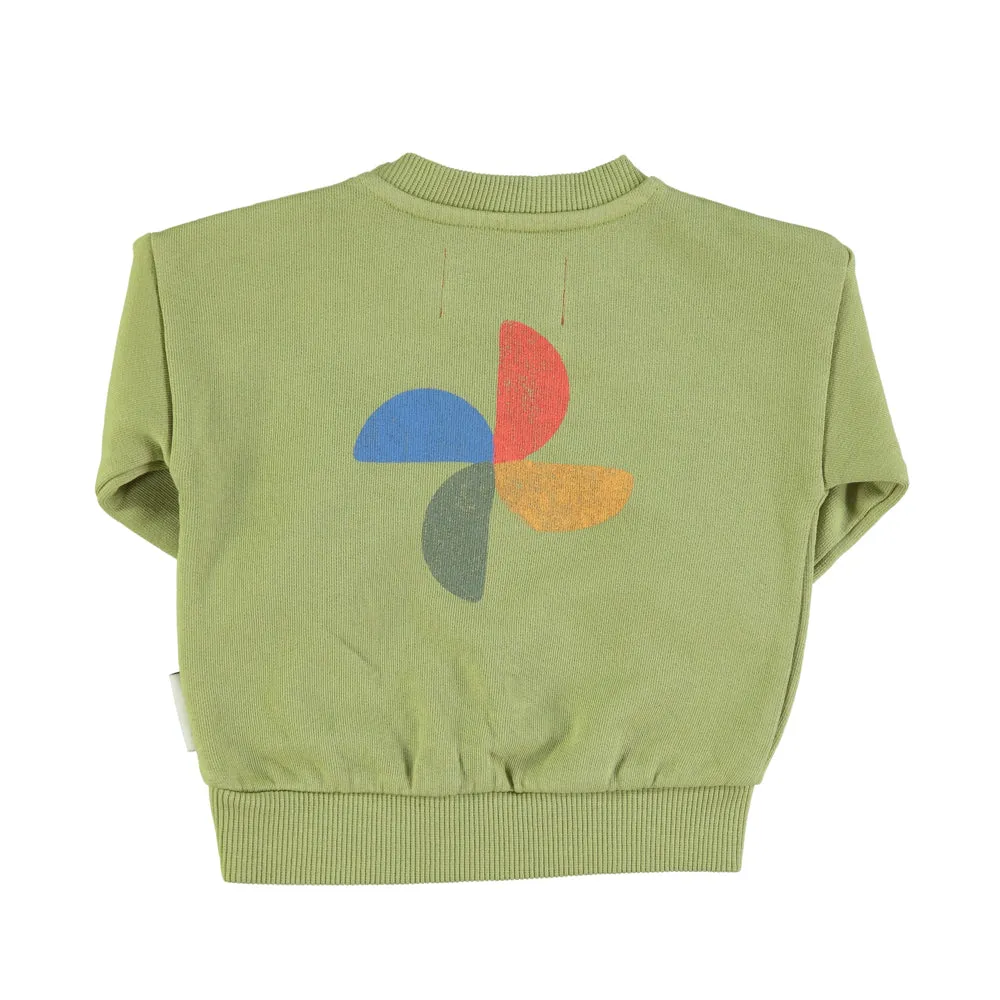 Felpa verde con stampa per neonati