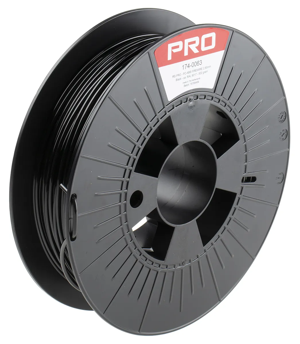 Filamento per stampante 3D RS PRO, PC-ABS V0, Nero, diam. 2.85mm