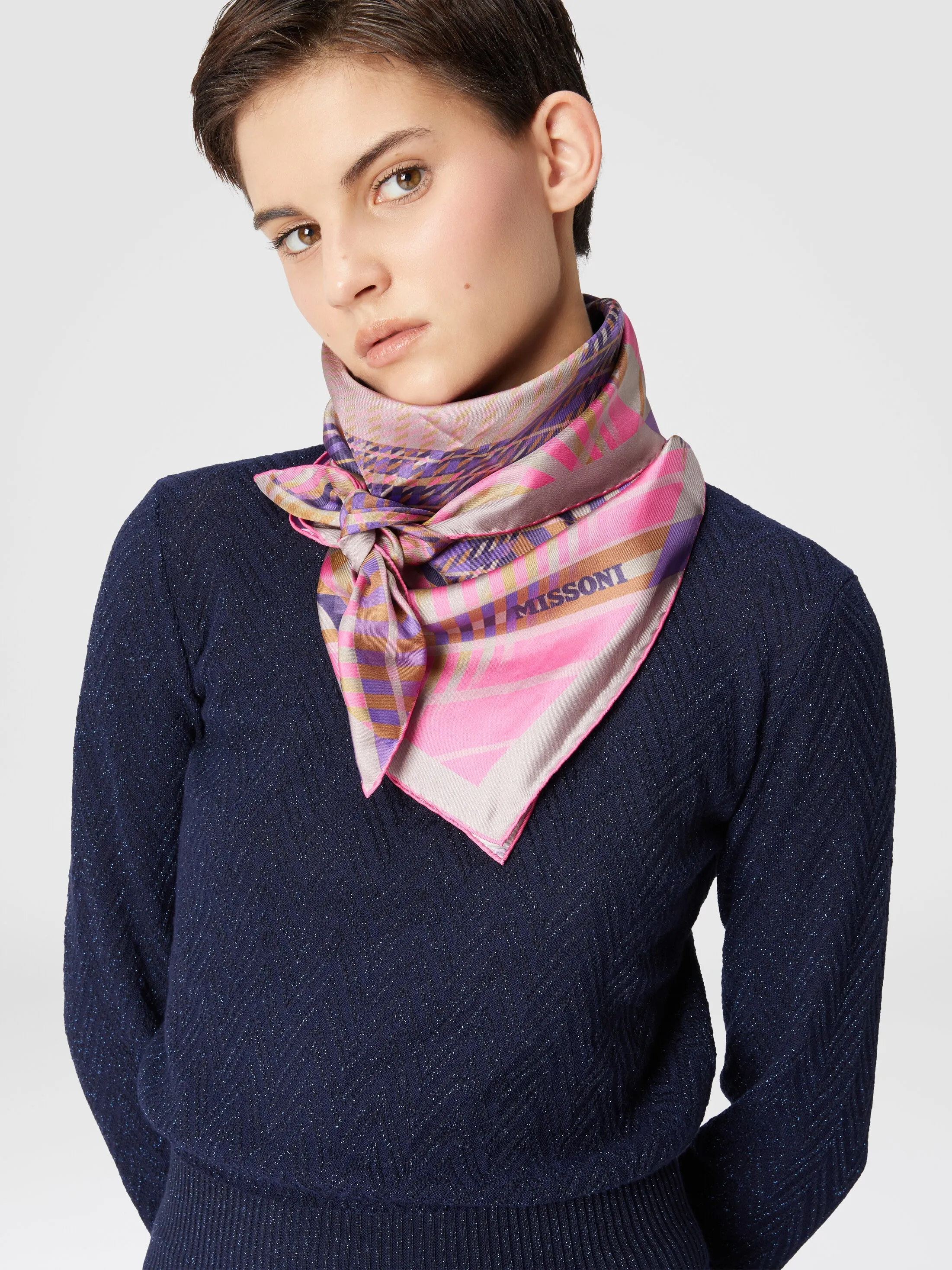 Foulard in seta stampa geometrica