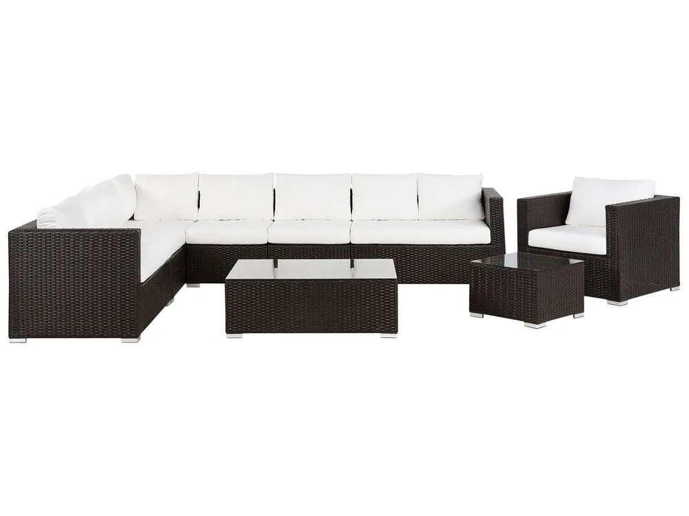 Garden Lounge Set with Table 8 Seater XXL Right Hand Modular PE Rattan Dark Brown