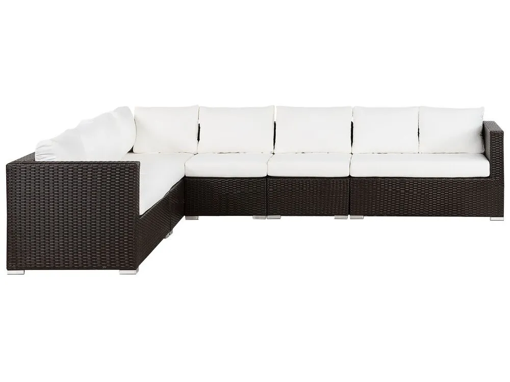 Garden Lounge Set with Table 8 Seater XXL Right Hand Modular PE Rattan Dark Brown