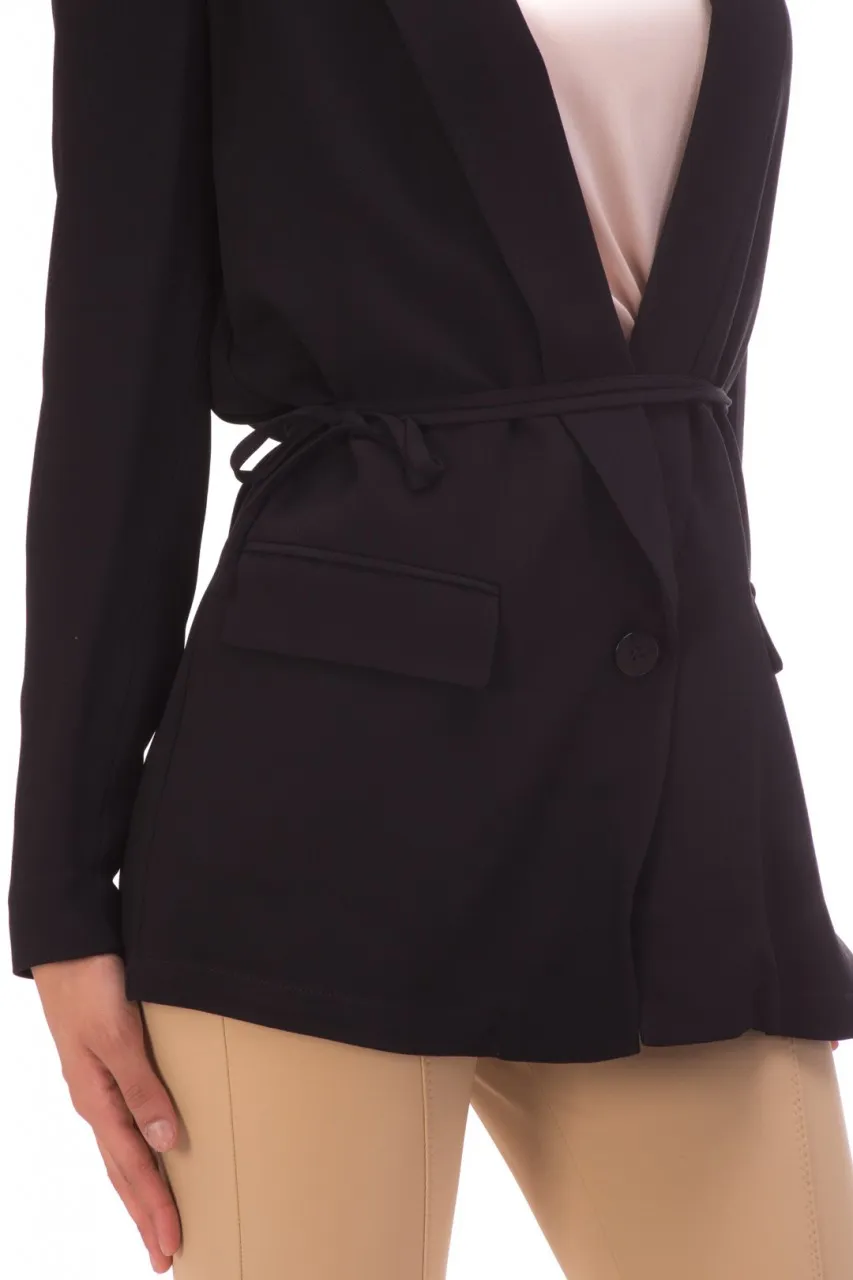 Giacca blazer con cintura Nero