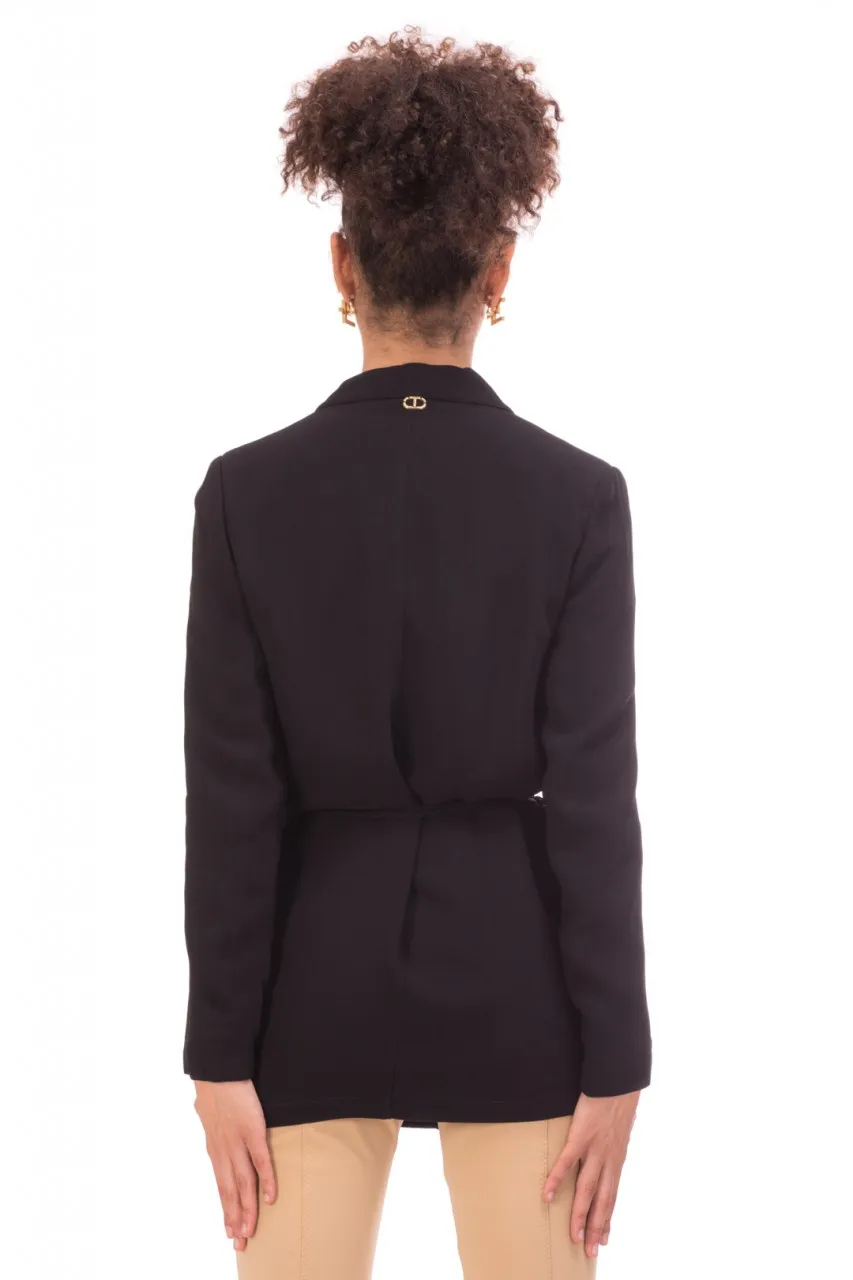 Giacca blazer con cintura Nero