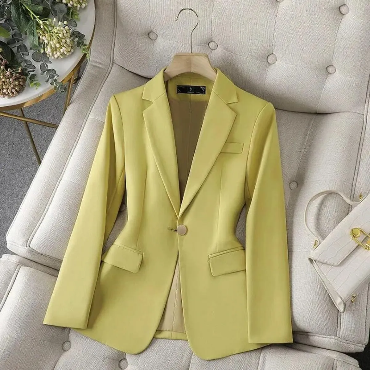Giacca da donna a maniche lunghe di alta qualità Giacca da donna sottile con bottone singolo Giacca da lavoro da donna Cappotto