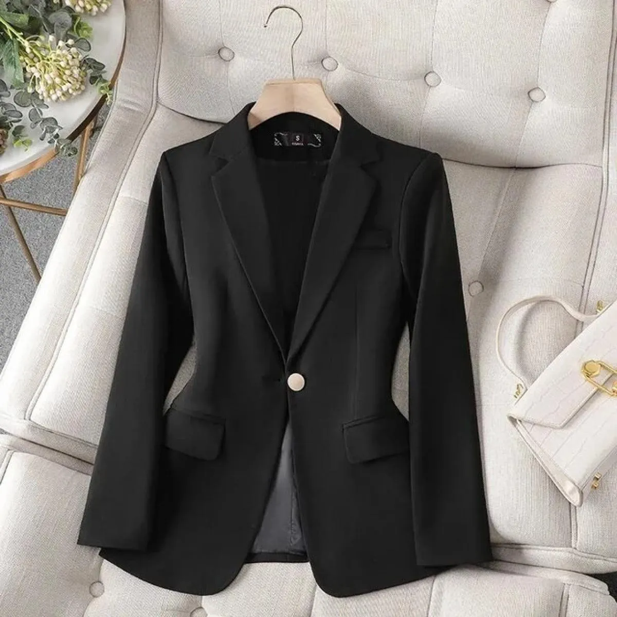 Giacca da donna a maniche lunghe di alta qualità Giacca da donna sottile con bottone singolo Giacca da lavoro da donna Cappotto