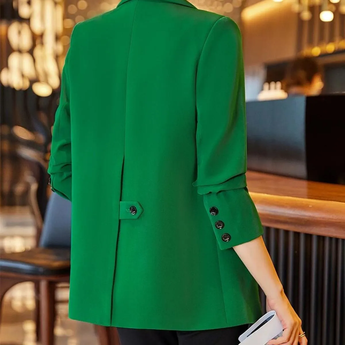 Giacca da donna alla moda Giacca da donna Cappotto dritto monopetto a maniche lunghe verde marrone nero femminile