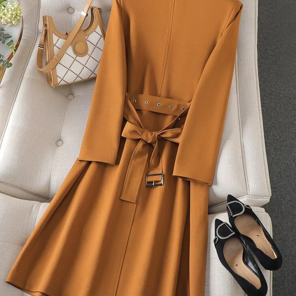 Giacca da donna lunga da donna beige nero arancione di alta qualità Giacca da donna da donna Cappotto formale da lavoro per l'au