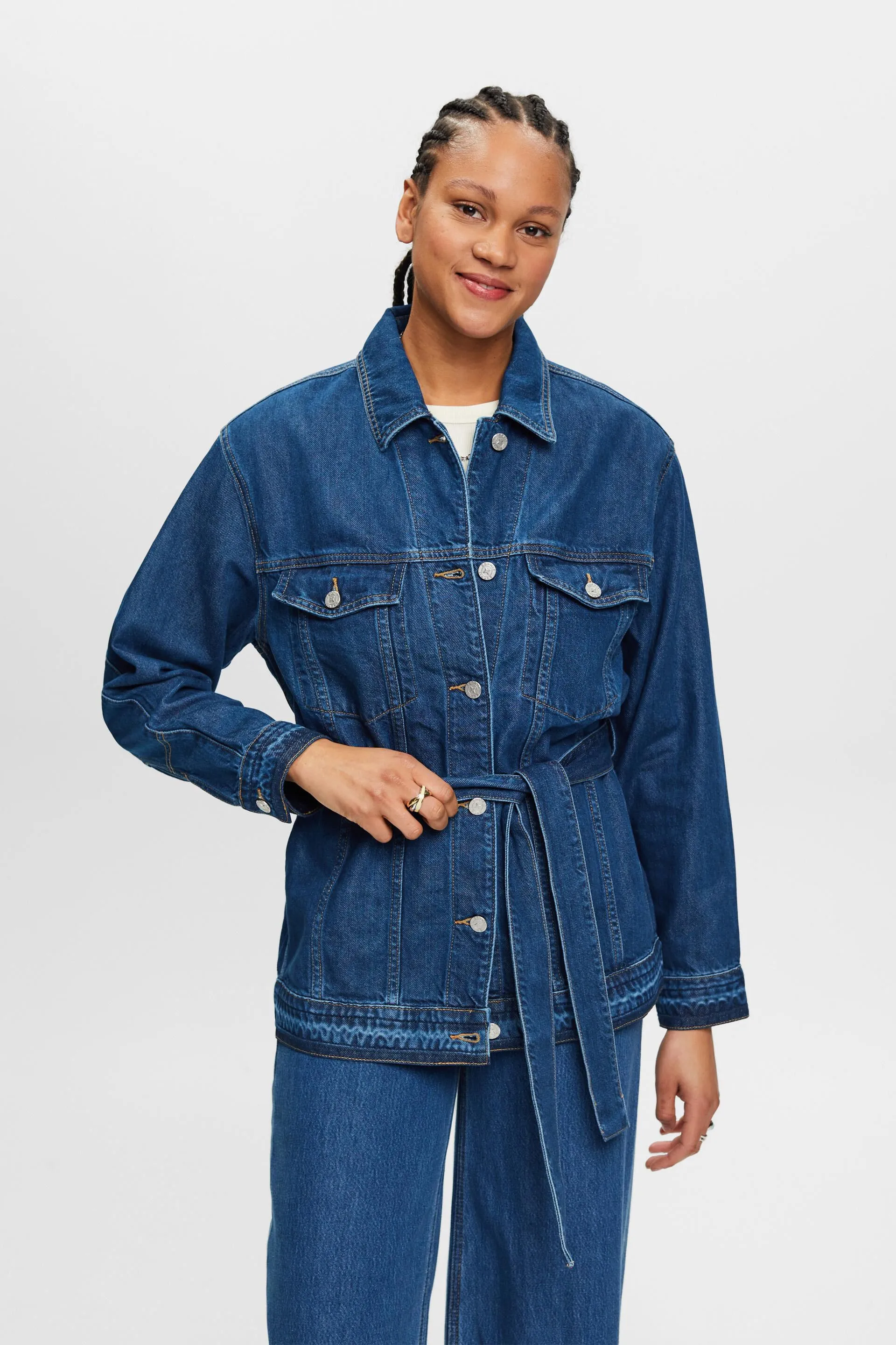 Giacca in denim con cintura da annodare