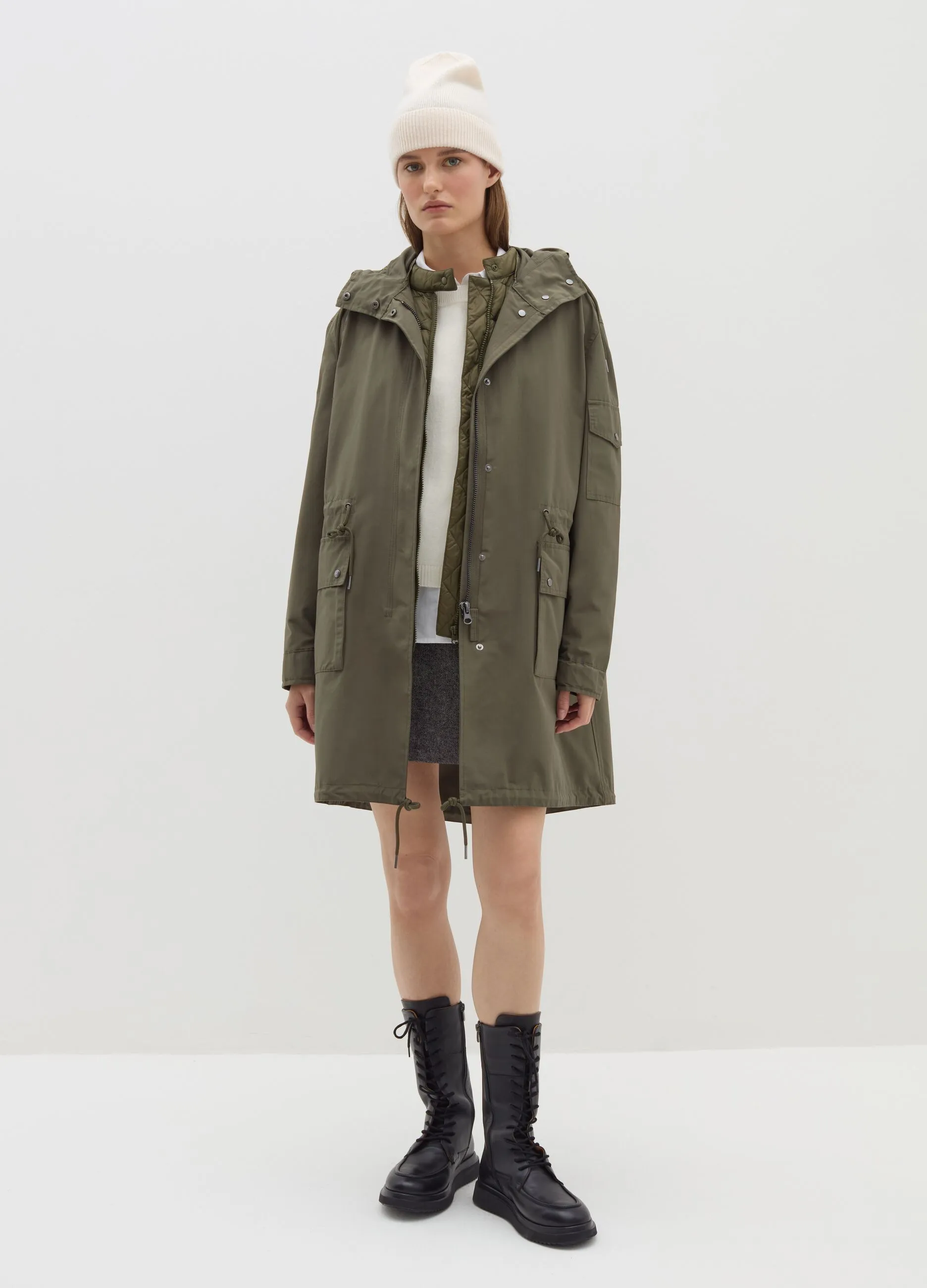 Giacca lunga impermeabile con gilet interno