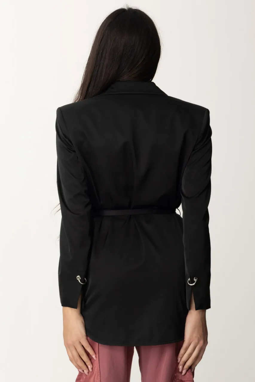 Giacca Satin con cintura NERO LIMOUSINE