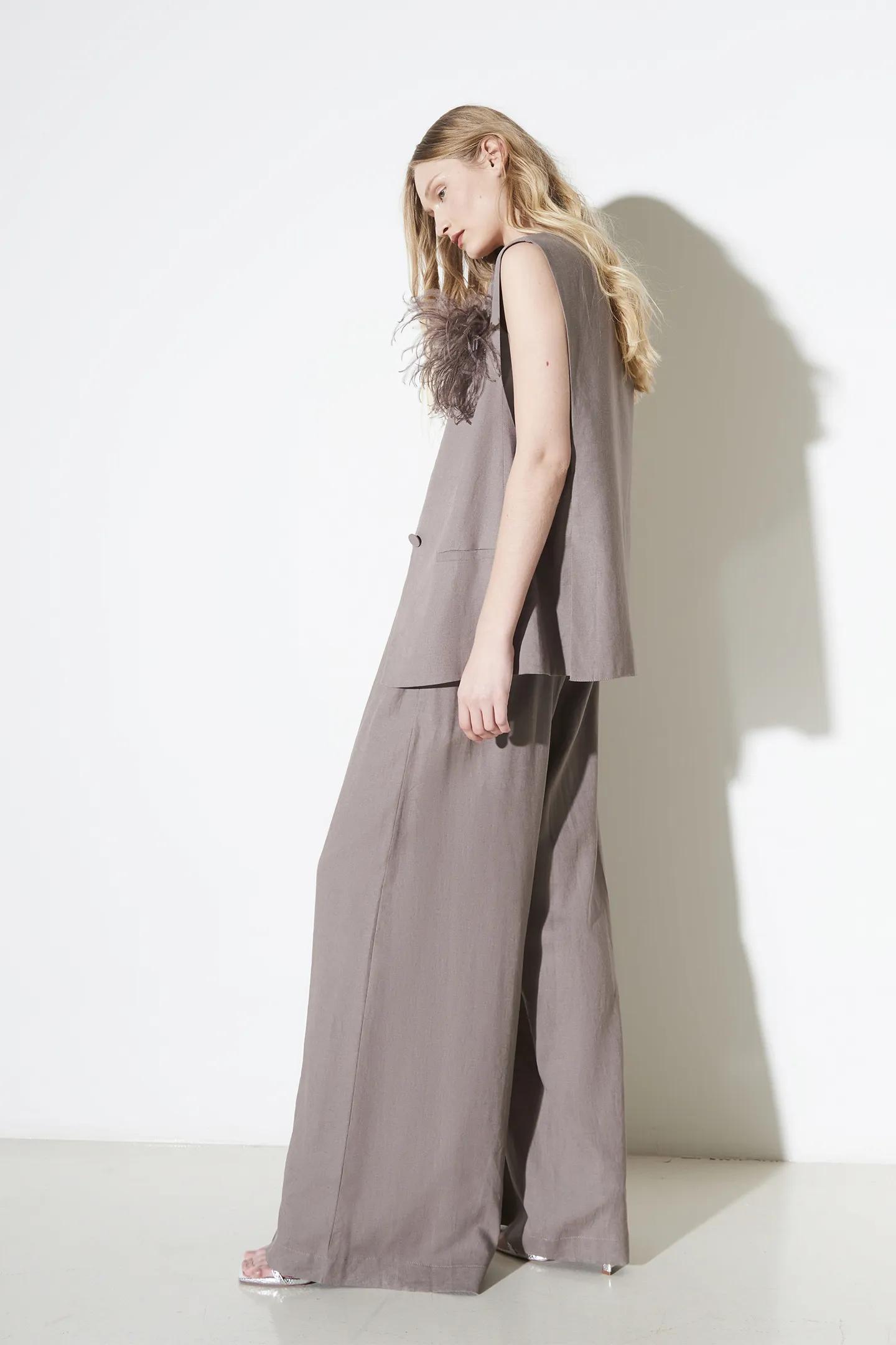 GILET OVER TELA M/LINO TU