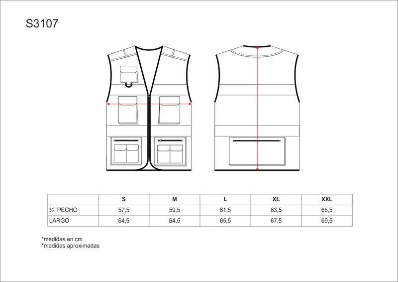 Gilet safari multitasche con 2 nastri riflettenti grigi