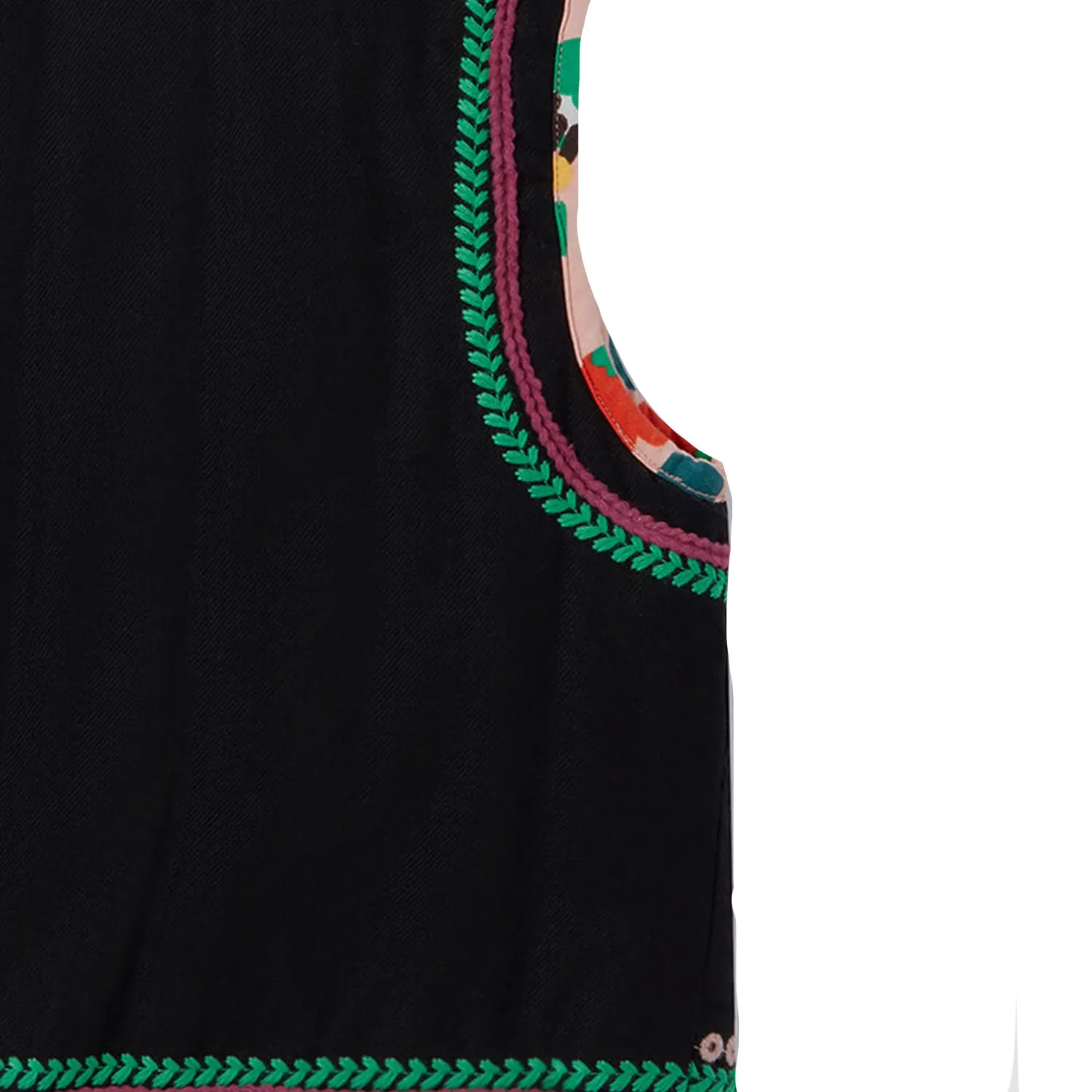Gilet Stella Nero Con Ricami Multicolor Bambina