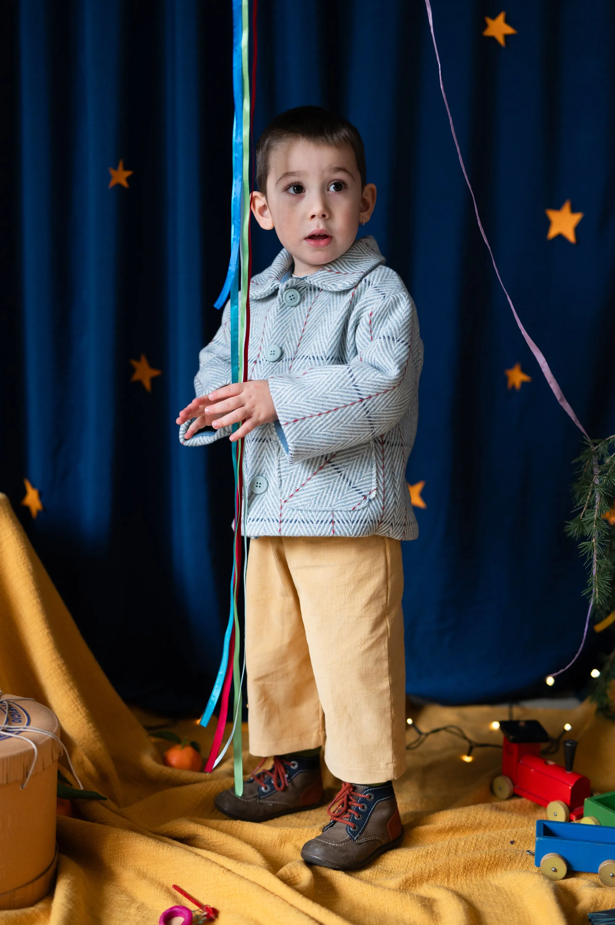 GIULIO CAPPOTTO lana spigato blu