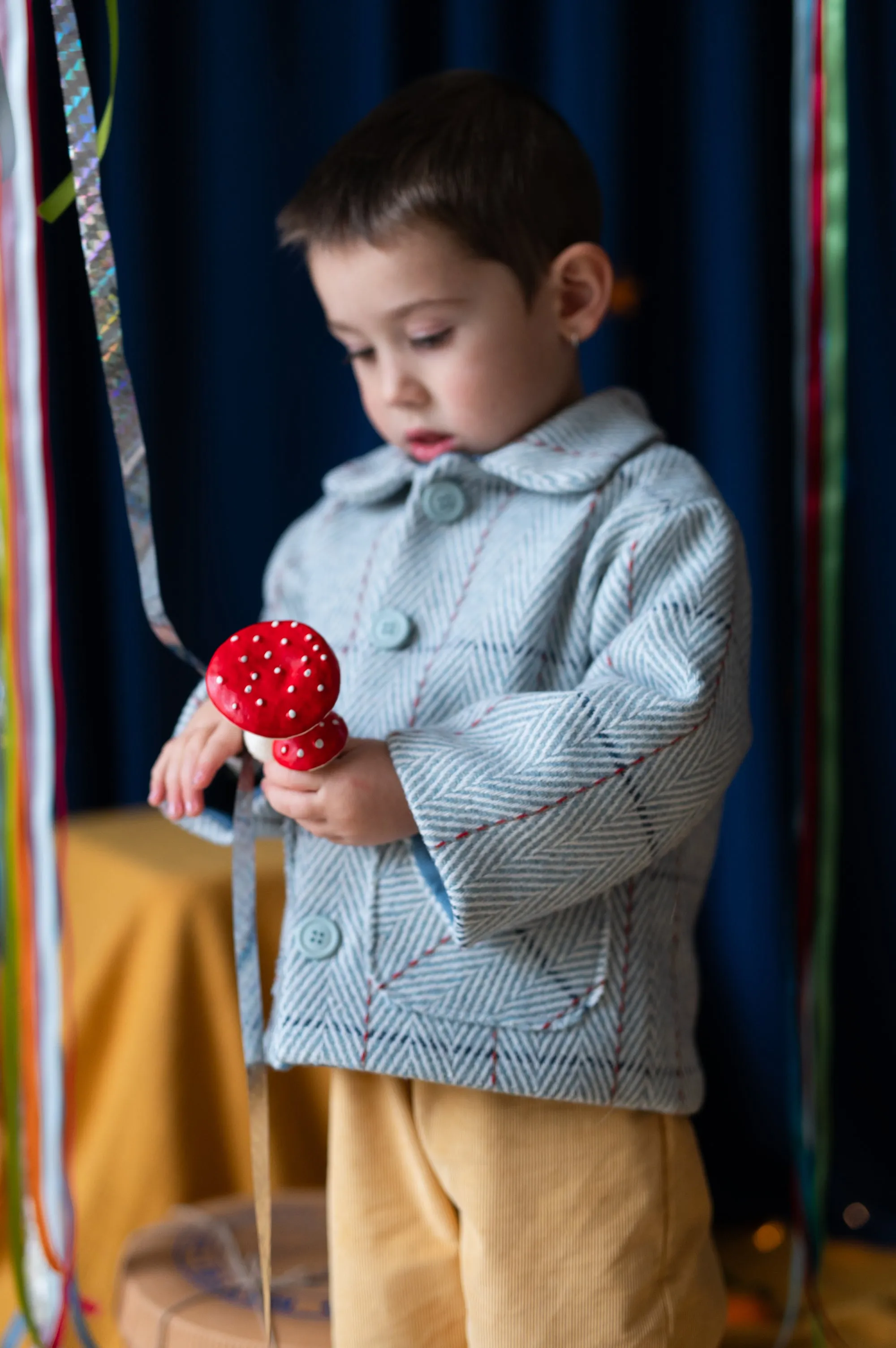 GIULIO CAPPOTTO lana spigato blu