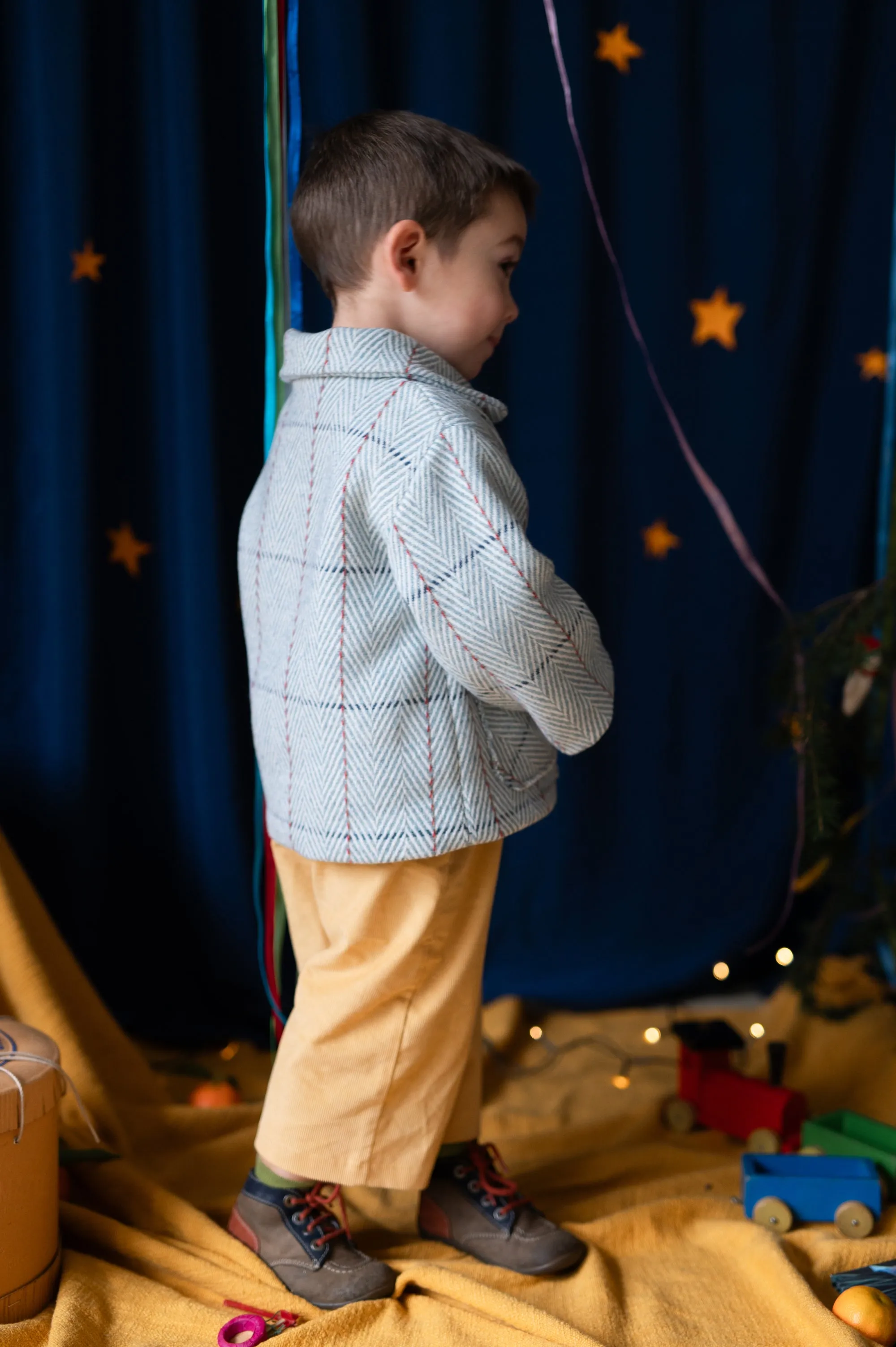 GIULIO CAPPOTTO lana spigato blu