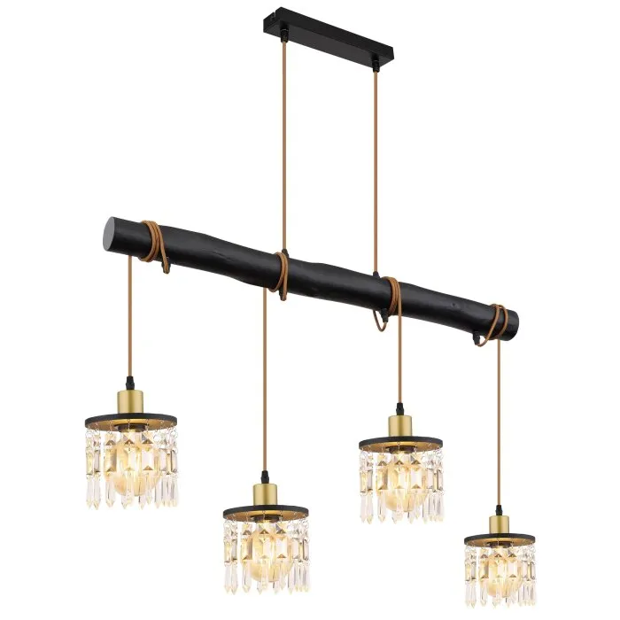 Globo COMMA Lampada a Sospensione Ottone, Grigio fumo, Nero, 4-Luci