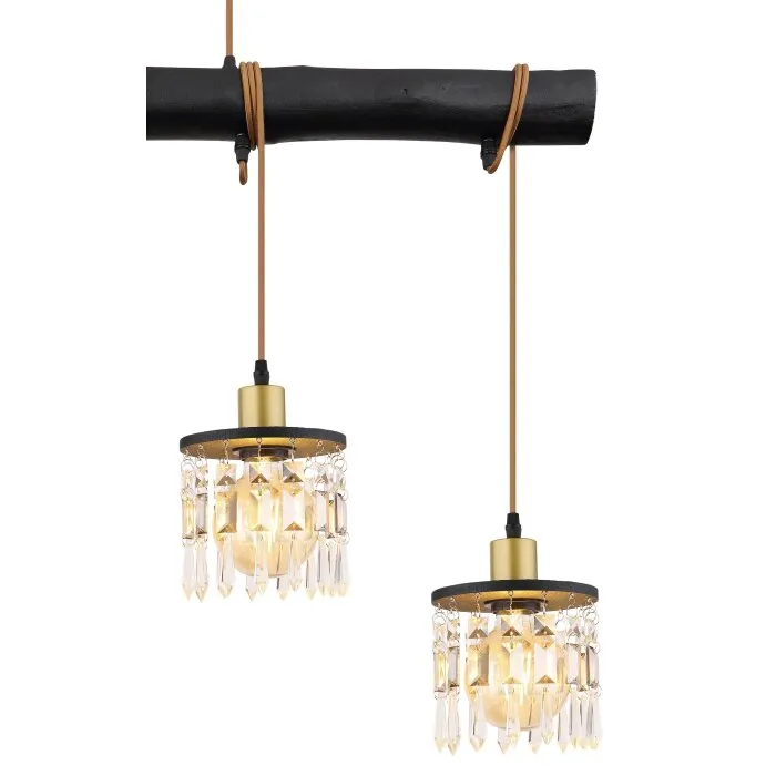 Globo COMMA Lampada a Sospensione Ottone, Grigio fumo, Nero, 4-Luci