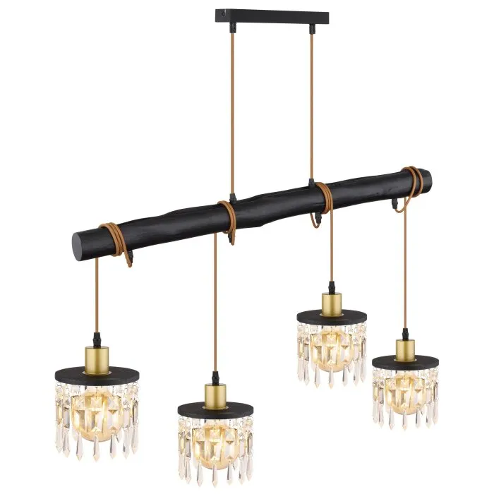 Globo COMMA Lampada a Sospensione Ottone, Grigio fumo, Nero, 4-Luci