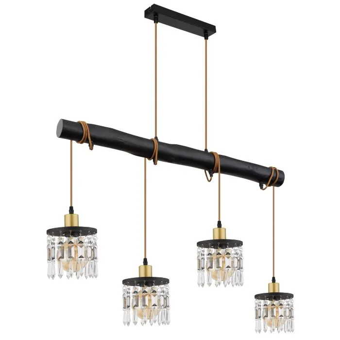 Globo COMMA Lampada a Sospensione Ottone, Grigio fumo, Nero, 4-Luci