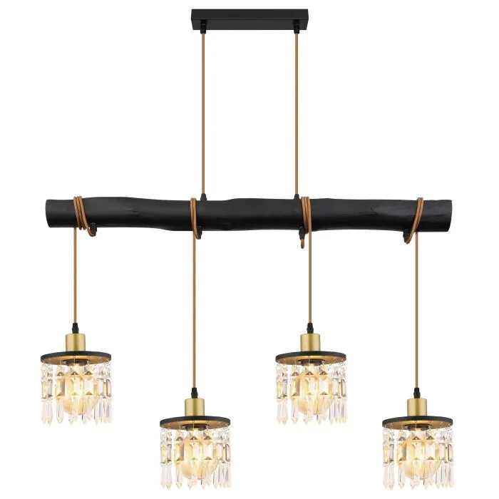Globo COMMA Lampada a Sospensione Ottone, Grigio fumo, Nero, 4-Luci