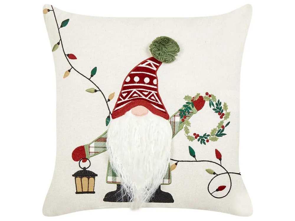 GNOME Set di 2 cuscini Modello natalizio Bianco 45 x 45 cm Cotone