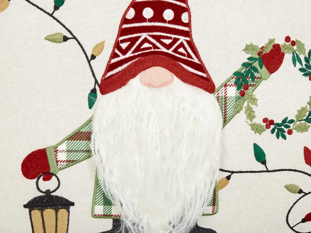 GNOME Set di 2 cuscini Modello natalizio Bianco 45 x 45 cm Cotone