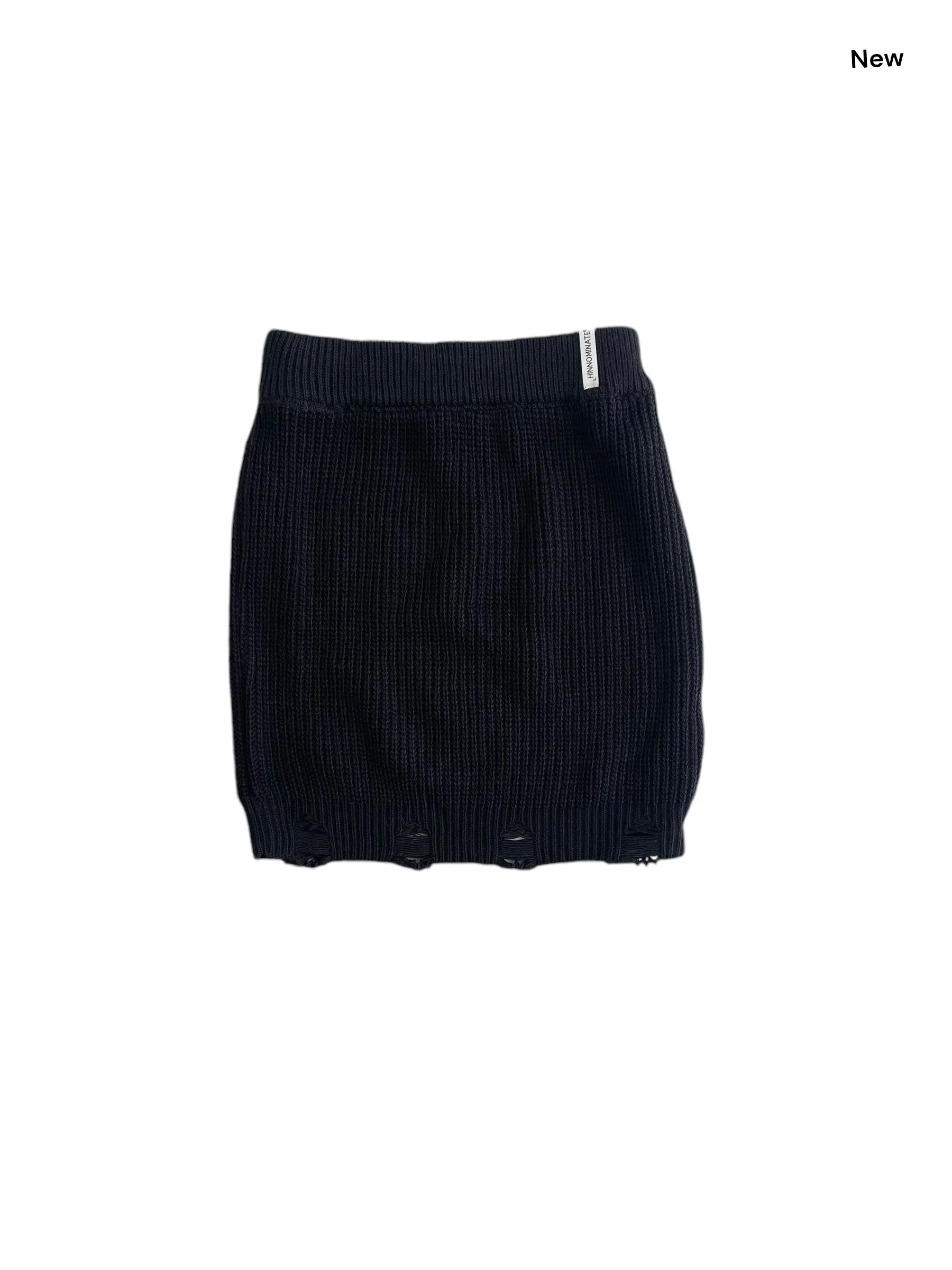 Gonna in maglia nera con rotture per bambina