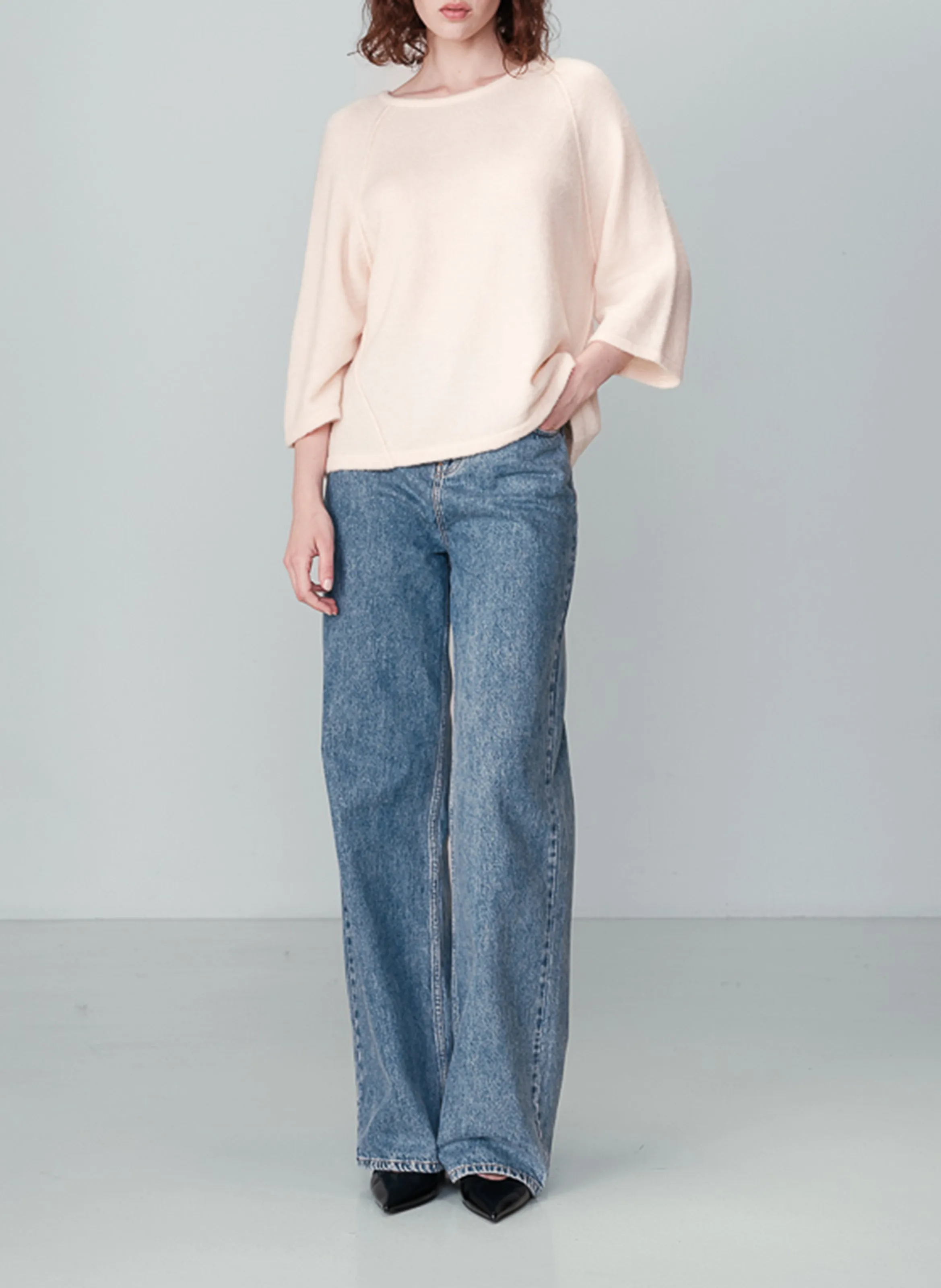 GRACE ET MILA   NANOU - Maglione scollo tondo ampio in maglia | Beige