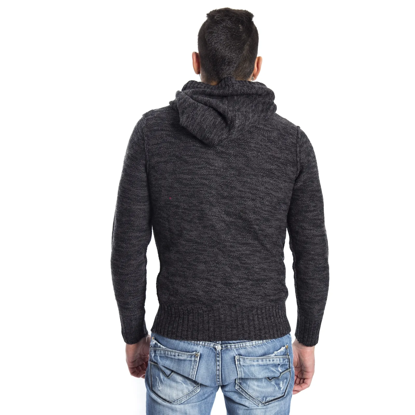 GRAFFIO Maglione con cappuccio in lana GRIGIO SCURO /NERO Art. WGU134