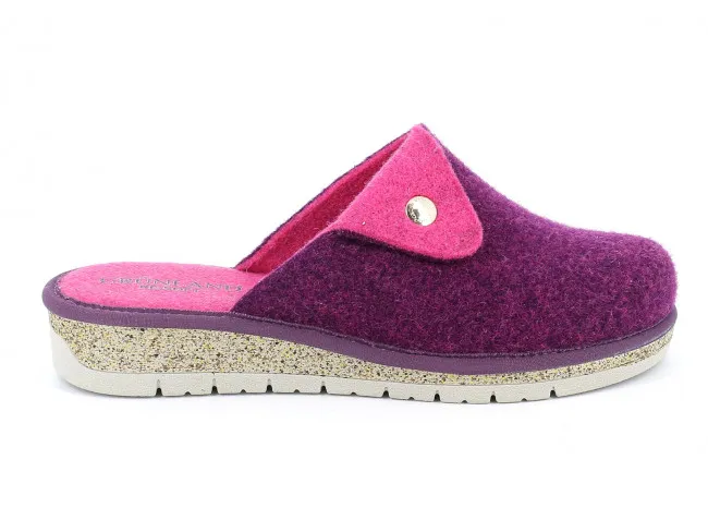 GRUNLAND CIABATTE IN FELTRO DI VERA LANA DONNA INVERNO CI1818 M  DOLA MELANZANA