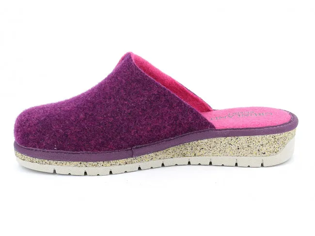 GRUNLAND CIABATTE IN FELTRO DI VERA LANA DONNA INVERNO CI1818 M  DOLA MELANZANA