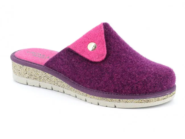 GRUNLAND CIABATTE IN FELTRO DI VERA LANA DONNA INVERNO CI1818 M  DOLA MELANZANA