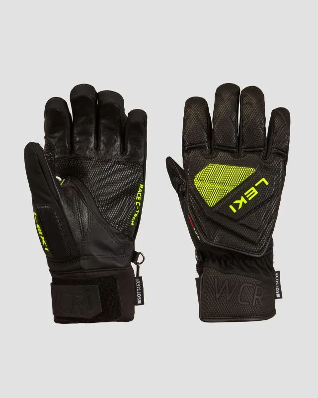 Guanti nero-gialli da sci Leki WCR C-Tech 3D