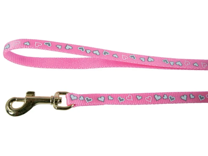 Guinzaglio riflettente rosa cuore 1 m