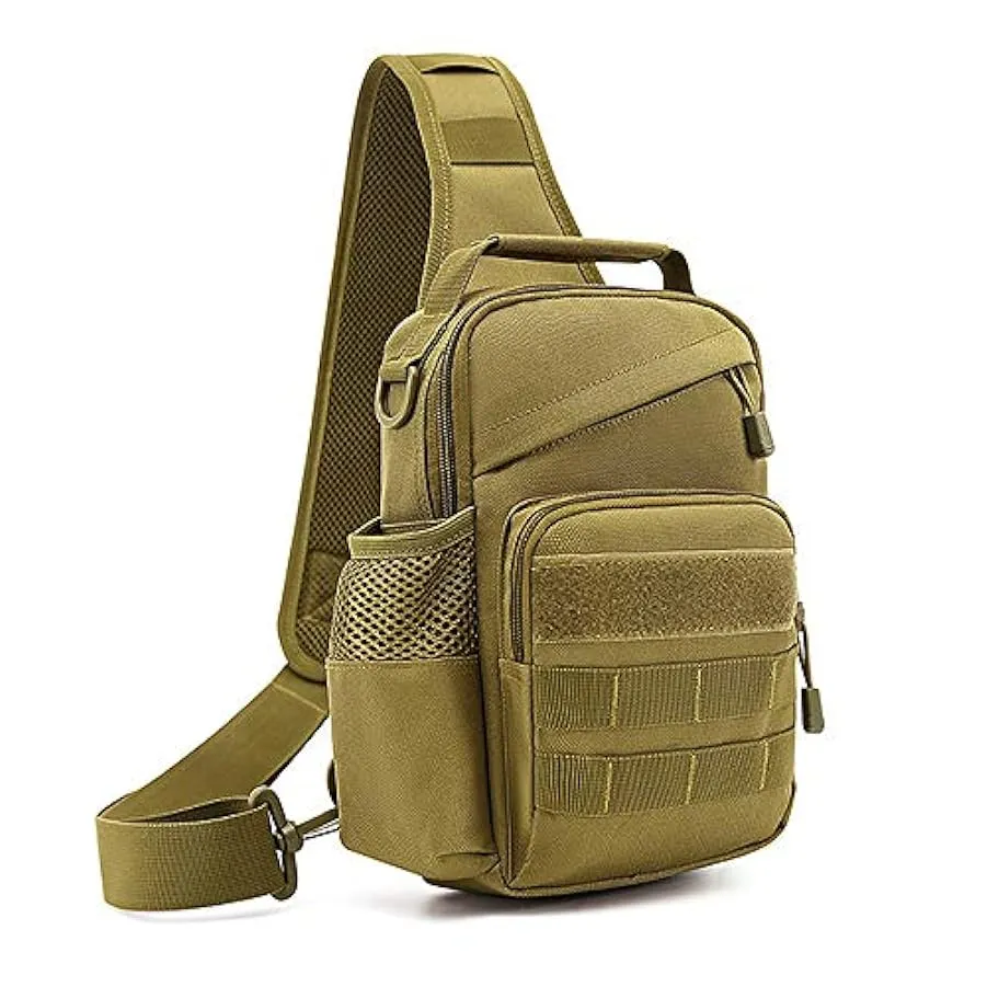 HUNTVP® Borsa Petto Tattico con USB Ricaricabile Porta Bottiglia Militare Zaino Monospalla Uomo Borsello a Tracolla Molle per Ca