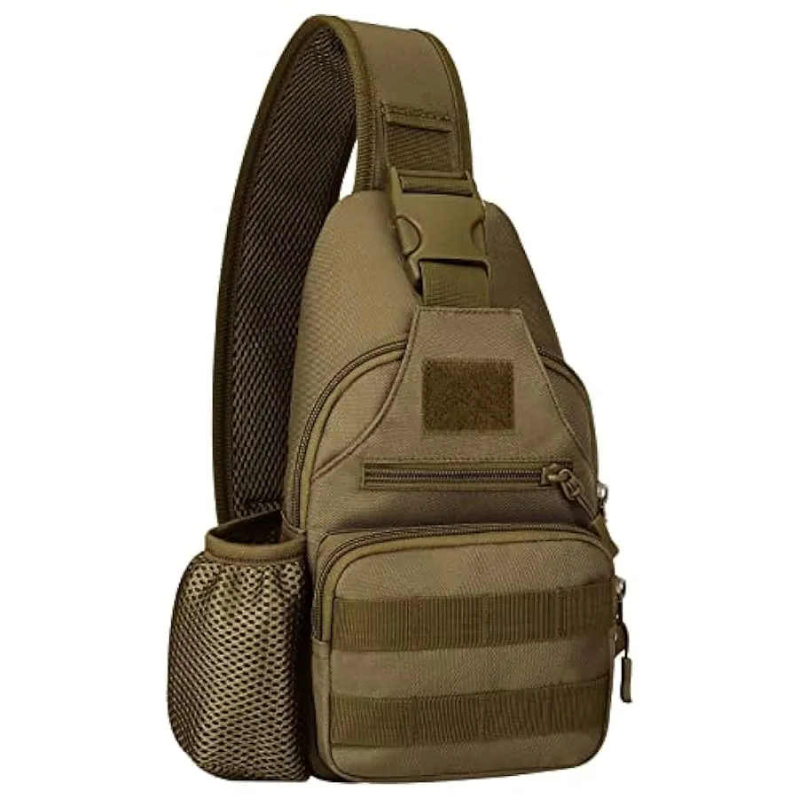 HUNTVP® Borsa Petto Tattico con USB Ricaricabile Porta Bottiglia Militare Zaino Monospalla Uomo Borsello a Tracolla Molle per Ca