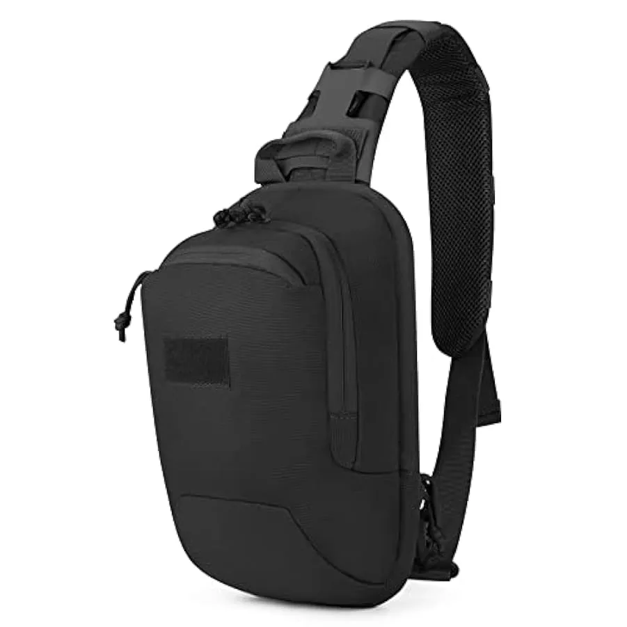 HUNTVP® Borsa Petto Tattico con USB Ricaricabile Porta Bottiglia Militare Zaino Monospalla Uomo Borsello a Tracolla Molle per Ca