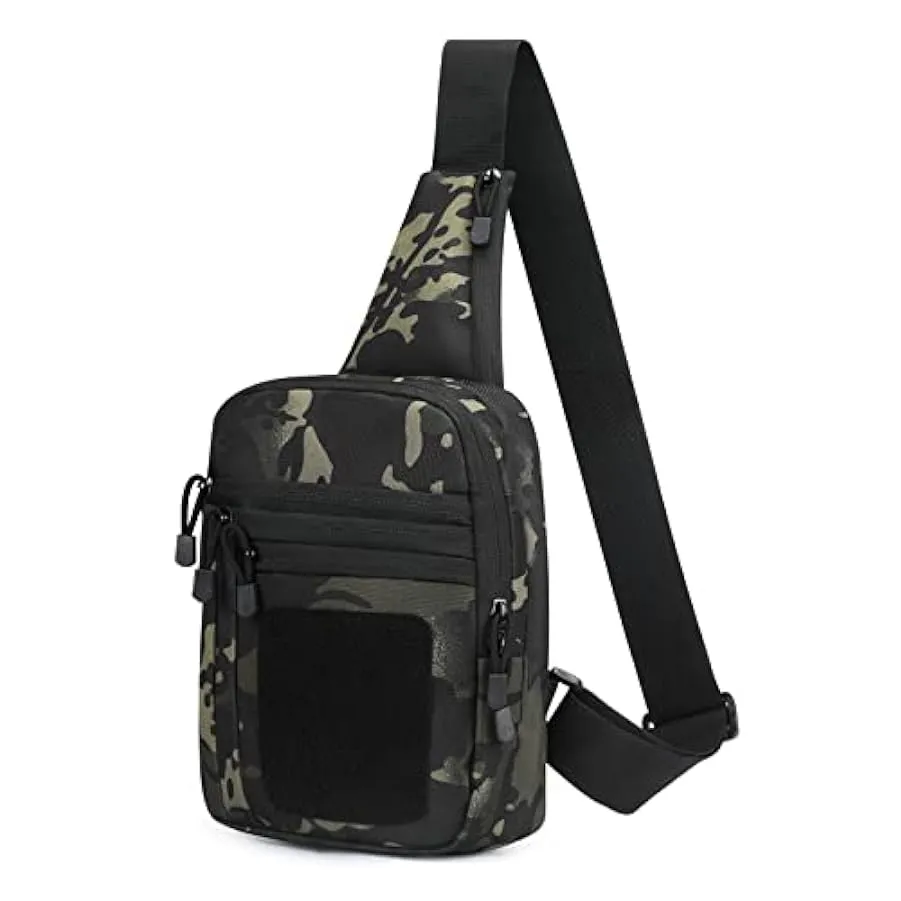 HUNTVP® Borsa Petto Tattico con USB Ricaricabile Porta Bottiglia Militare Zaino Monospalla Uomo Borsello a Tracolla Molle per Ca