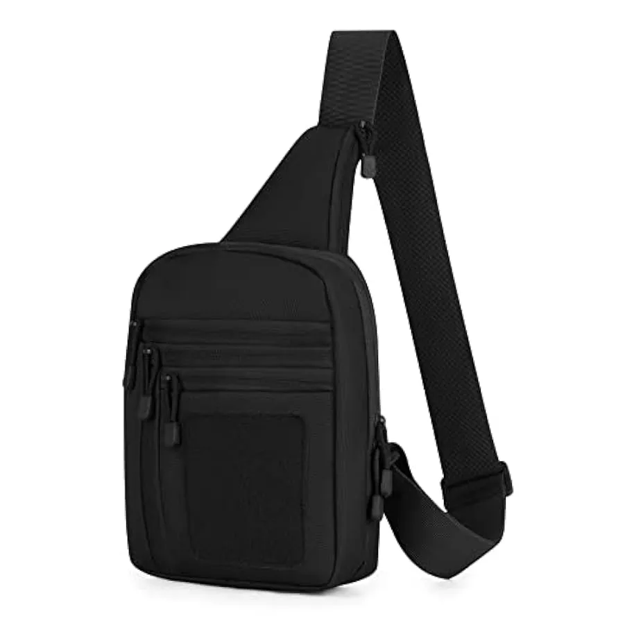 HUNTVP® Borsa Petto Tattico con USB Ricaricabile Porta Bottiglia Militare Zaino Monospalla Uomo Borsello a Tracolla Molle per Ca