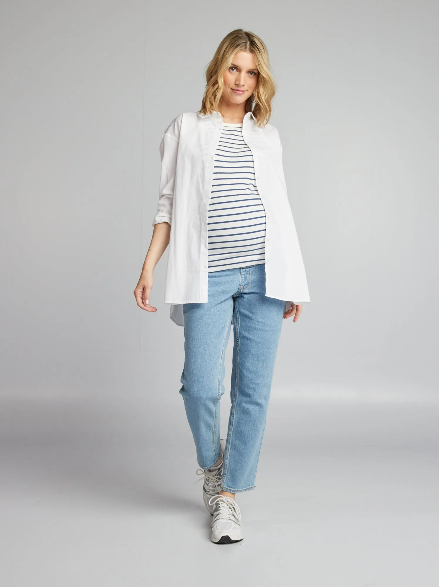 Jeans premaman taglio dritto con fascia - BLU