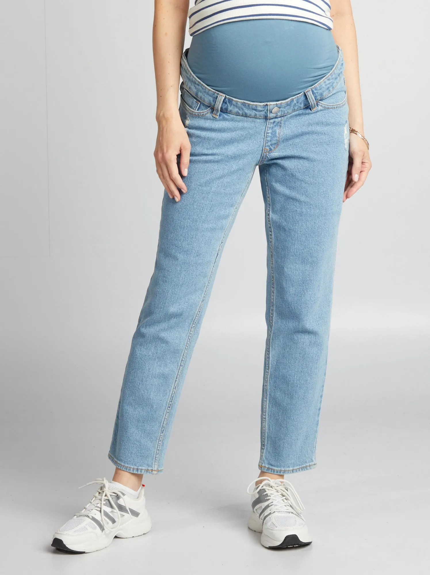 Jeans premaman taglio dritto con fascia - BLU