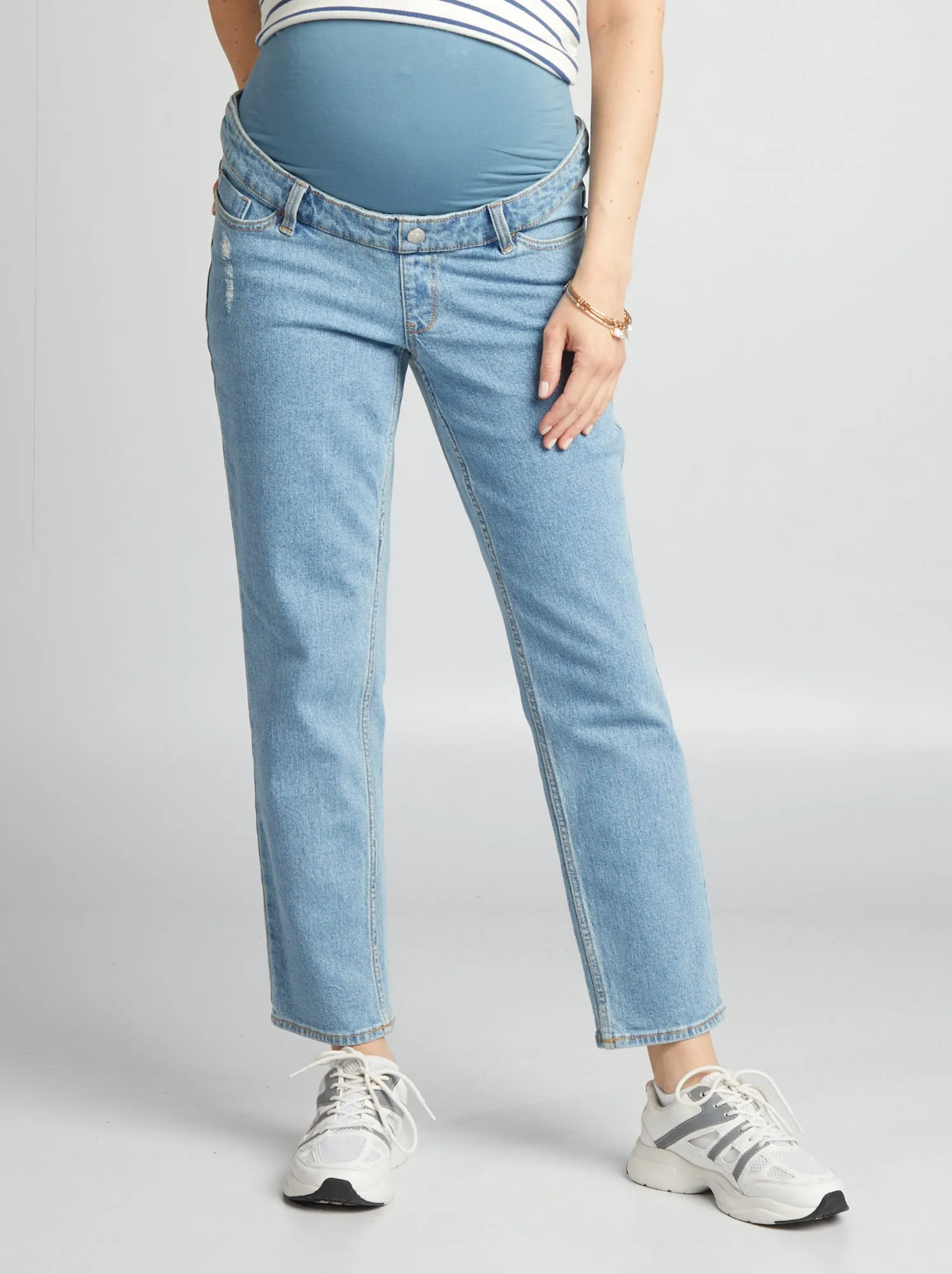 Jeans premaman taglio dritto con fascia - BLU